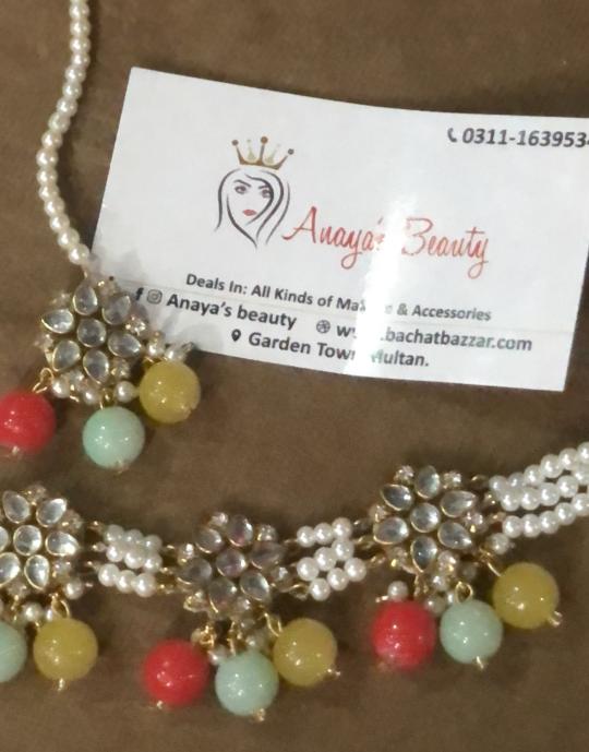 handmade kundan neclace with tikkah