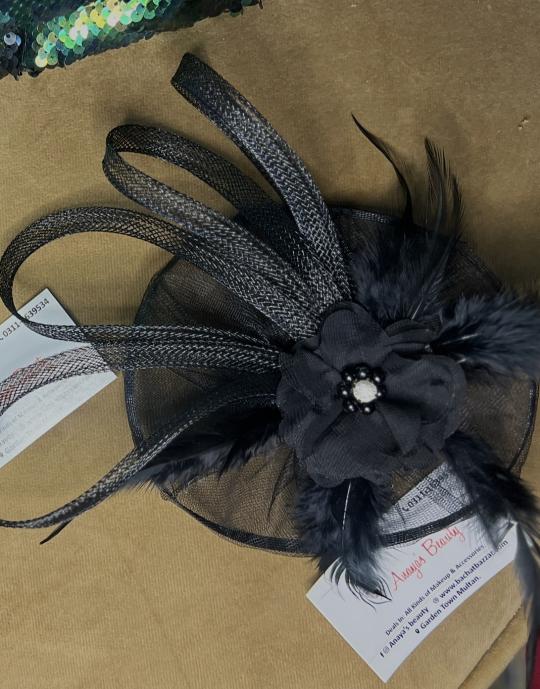 Black feather headgear